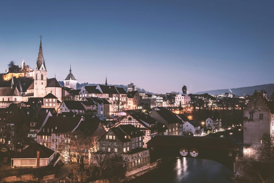 European old town at dusk